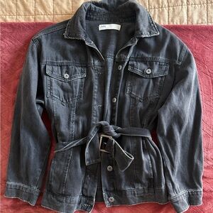 Zara Women's Black Belted Denim Jacket